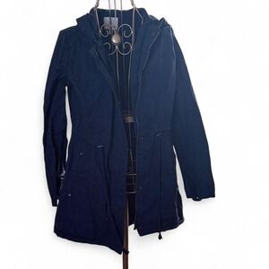 Bongo Women's Utility Jacket M Navy Blue Lightweight Hooded Parka Style Coat